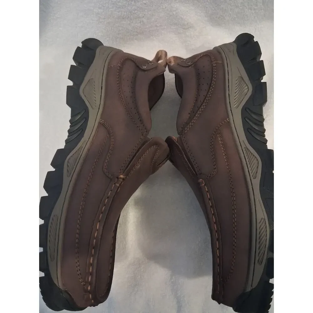 Shoes Slip Loafers On Brown Leather Slip Safety Shoes Composite Toe Sz 9.5 EE